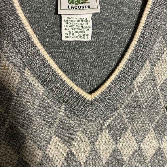 Lacoste Gray V-Neck Sweater with Classic Style - Picture 4 of 4